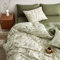 Tospass Housse de Couette 240x260cm Vert Vert Olive Floral Fleurs Feuilles Parure de Lit 2 Personne Adultes avec Fermeture Éclair Housse Couette en Microfibre avec 2 Taie d'oreiller 65x65cm