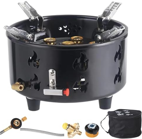Hornillo de camping – Hornillo de caja de exterior a prueba de, placa de cocción portátil con bolsa para transporte | Quemador wok de campo para camping al aire libre, senderismo, picnic