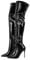 blingqueen Stivali da donna sopra il ginocchio con tacco alto elasticizzato, Pintura Nero, 37 EU