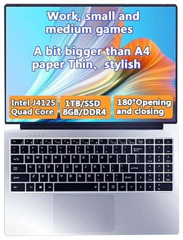 FIEQUIP laptop 14 inch 8gb ram 1tb ssd Windows 11 new J4125 quad-core processor thin and light office book small and medium games business office home entertainment movie (GB, 1000)