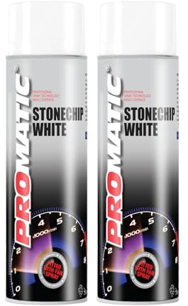 PROTOUCH 2x Promatic Stone Chip White Spray Paint Aerosol, 500ml, Corrosion and Weather Resistant, Elastic, Noise Insulating