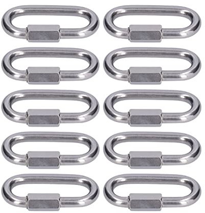 Verriegelungskettenverbinder Edelstahl-Schraubverbinder 10-teilig Schnellverbindungsverbinder Kettenverschluss Gewindekarabiner M8 Hardware-Haspeln für Sicherheit und Langlebigkeit