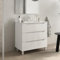 bathme Trio Mueble de Baño con Lavabo 3 Cajones Color Blanco Brillo - Medida: 60 cm 60 cm