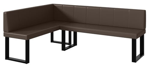 MEBLINI Eckbank für Esszimmer - Küchenbank - Essecke - Sitzecke Küche - Peter - U-Beine 142x196x87cm Links - Braun Kunstleder