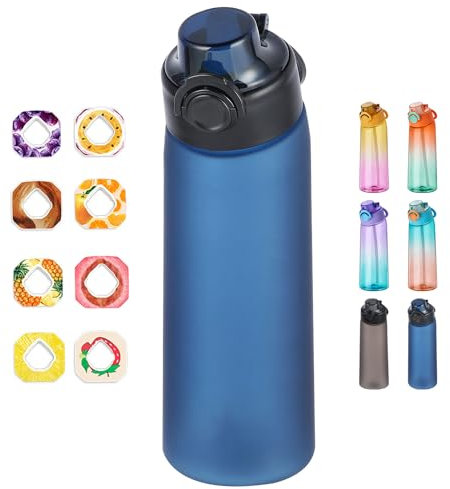 XPSSJMU Borraccia Air Gourde Up da 900 ml con 8 Capsule aromatizzate - Borraccia in tritan per Sport e Allenamento, Arancione-Verde sfumato, con Cannuccia