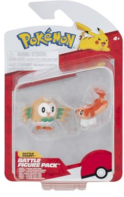 Pokémon Pokemon 5 and 8 cm Battle Figure 2-Pack Tatsugiri & Rowlet - Toy Figure for Kids 4+ - Official Product for Children