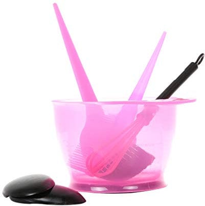 FGUUTYM Kit de herramientas para colorear de salón de belleza, peine para mezclar el cabello, cuenco para teñir, para el cuidado del cabello, tiza para el cabello oscuro (rosa, talla única)