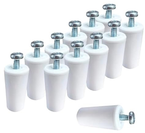 IdeaGenesis - Lot de 12 butées de volet roulant de 60 mm pour volets roulants. Fabriqués en PVC blanc. Comprend tout le nécessaire pour son montage, rondelles et vis. (12, blanc 60 mm)