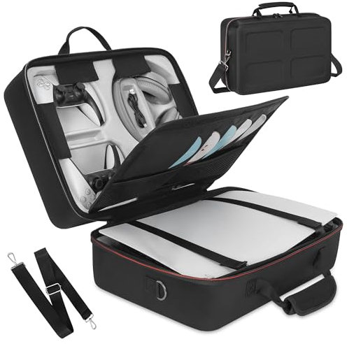 OUUTMEE Sac de Transport pour PS5, Étui de Voyage Compatible avec Console PS5 et Édition Disque/Numérique, Sac de Rangement Protecteur pour PS5 avec Bandoulière (Noir)