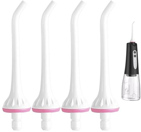 4 punte di ricambio per idropulsore, ugelli a getto per irrigazione orale per una pulizia efficace, compatibili con Hangsun/Waterpik/Nicwell/COSLUS/Mospro/Zerhunt, ecc. (bianco)