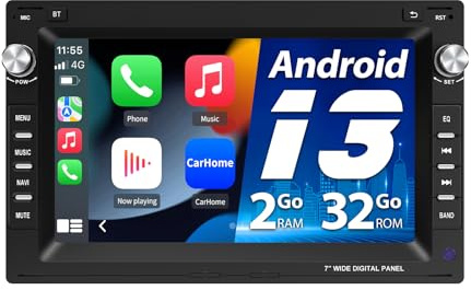 AWESAFE Autoradio Android [2G+32G] Écran 7 Pouces avec Carplay, pour VW Golf Ⅳ Polo Mk3 Jetta Passat b5 MK5 T4 IV Bora 1998-2006 Écran 7 Pouces, Carplay, Android Auto, Bluetooth, WiFi, FM, RDS