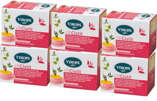VIROPA VIRCISTIT BIO – Infuso Naturale per Benessere Urinario – 6 Confezioni da 15 Filtri – Con Equiseto, Ortica e Mirtillo Rosso – Tisana Biologica e Gluten Free – Prodotto in Italia