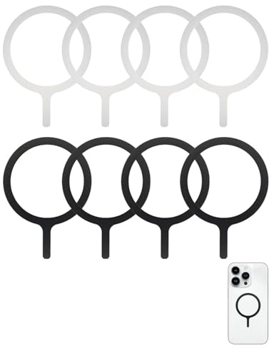 LEEQBCR 8 pezzi Adesivo universale ad anello in metallo per magnete ad anello MagSafe, compatibile con caricabatterie wireless MagSafe per iPhone/Samsung/Android anelli in metallo (non magnetici)