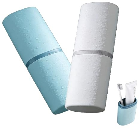 FISH DRAGATE 2 pcs portaspazzolino da viaggio portatile,spazzolino da viaggio,porta spazzolini bagno,custodia in plastica per spazzolino da denti e dentifricio,per campeggio, casa, scuola