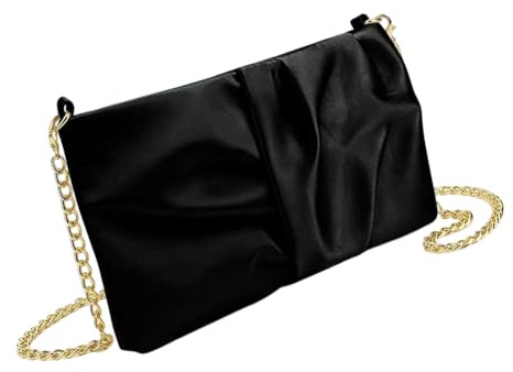 Greabuy Elegante Abend-Geldbörsen-Handtaschen, Damen-Schultertaschen, Clutches Bag mit abnehmbarer Crossbody-Tasche für Hochzeit, Damen-Schultertaschen, Schwarz