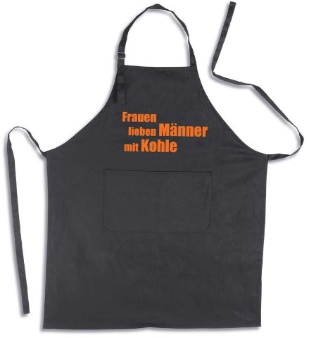 Bull & Bear Grillschürze „Frauen lieben Männer mit Kohle“, lustige Kochschürze für BBQ und Küche, Geschenke für Grillfans, Vatertag