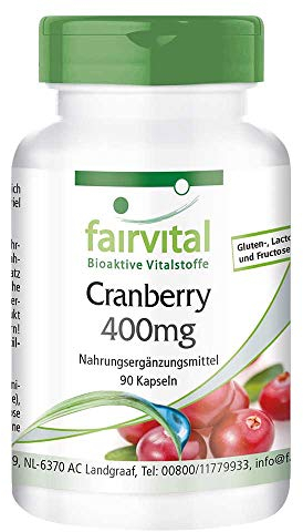 Fairvital | Cranberry 400mg - fortement dosé - VEGAN - extrait de Canneberge (25:1) avec 30000mg de Canneberge - 90 gélules - substance pure sans additifs