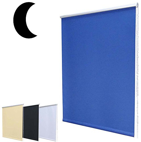 Hossi's Wholsale Nachtdunkel Klemmfix Mini Verdunkelungsrollo ohne Bohren inkl. Klemmträger/Blau 40x100cm (Breite x Höhe)