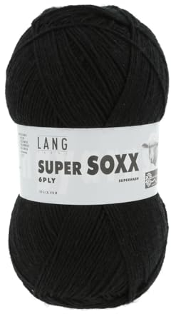 LANG YARNS Super Soxx 6-Fach/6-Ply - Farbe: Schwarz (0004) - 150 g / ca. 410 m Wolle