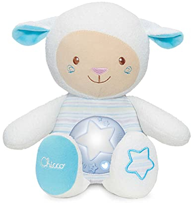 Chicco First Dreams Berceuse Peluche Mouton avec Veilleuse et Musique Relaxante, Enregistrement de la Voix et Capteur de Sommeil - Jouets pour Bébé et Enfants - dès la Naissance - Bleu
