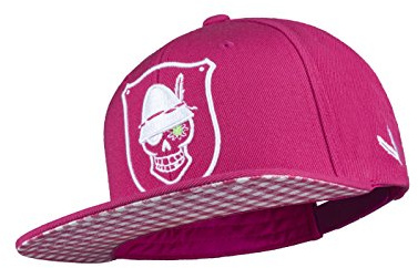 WIESNROCKER I WR1005-1, Snapback-Cap, Schild-Mütze in pink, 3D-Stick in weiss, stylisch mit vielen Details, hochwertig, größenverstellbar, unisex