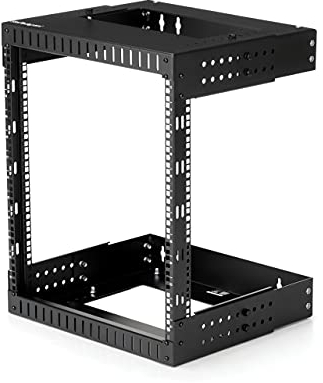 StarTech.com 2-Pfosten 12HE Heavy-Duty Wandmontage Netzwerk-Rack, 19 Open Frame Server Rack mit Einstellbarer Tiefe, Wandmontage Daten-Rack für IT/AV/Patch Panele/Computer-Ausrüstung (RK12WALLOA)