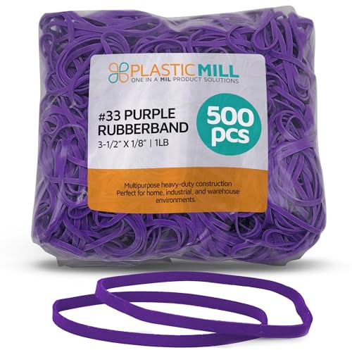 PlasticMill Rubber Bands - #33 Size - Rubberbands - 1Lb/500 Count 1 Pound / 500 Count Purple