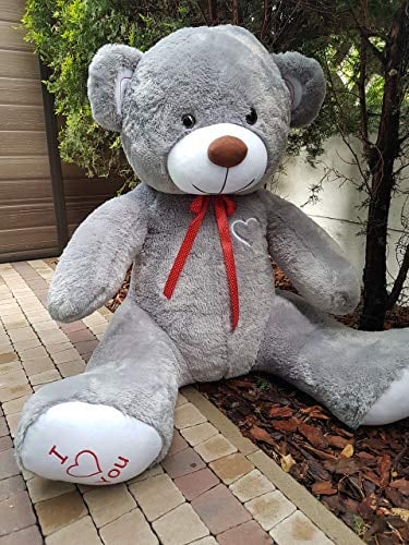 Odolplusz Teddy | Größe XXXL | 190cm | Farbe Grau-Weiss | Allergiker geeignet | Teddybär Kuscheltier Stofftier Plüschbär Plüschtier Teddi