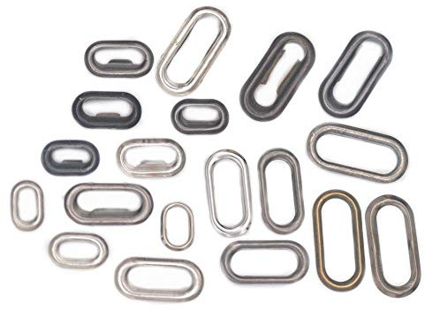 micoshop 60 Stück Ösen, oval, mit Unterlegscheiben, Verwendung für Taschen, Geldbörse, Segeltuch, Schuhe, Kleidung, Handarbeit, DIY, Messing, 4 x 10 mm, Nickel