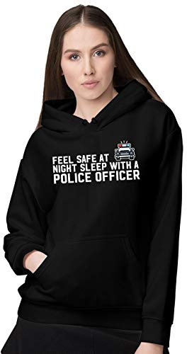 BLAK TEE Damen Feel Safe At Night Sleep with A Police Officer Slogan Kapuzenpullover L