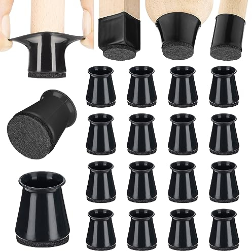 Aneaseit Chair Leg Floor Protectors - 1 1/8 x 16 pcs Black - Felt Bottom Silicone Pads for Hardwood Floors & Furniture Feet - Rubber Caps for Chairs - Small