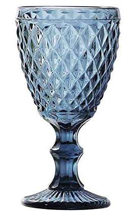 Vidrios de Levante Copa Sidari de Cristal Azul 350 ml – Set de 6 Copas Elegantes – Apta para Agua, Vino o Refrescos