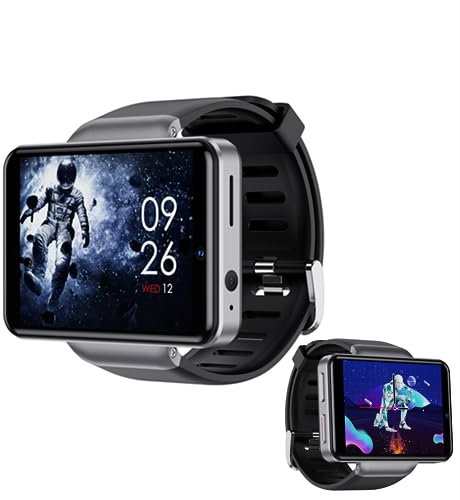 DM101 Montre intelligente 4G avec écran tactile 2.41'' 3 Go + 32 Go Batterie 2080 mAh Double appareil photo Déverrouillage GPS WiFi Bluetooth Android Smartwatch pour homme (Argent, 3 Go + 32 Go)