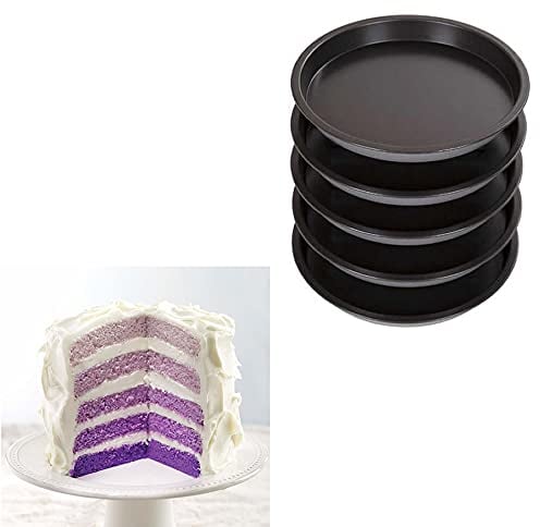 Jazooli 5 Tier 7 Round Metal Baking Tin Multi Layer Cake Set Wedding Birthday Non Stick