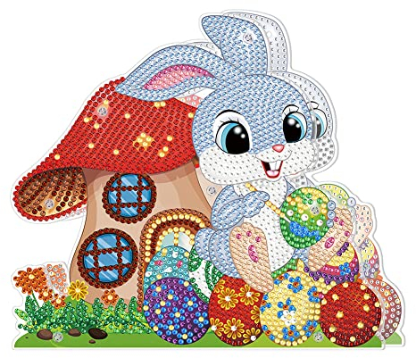 Demiawaking Diamond Painting Hase mit LED Beleuchtung Ostern Deko DIY Diamant Malerei Osterhase Osterdeko (A)