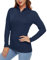 KEFITEVD Wandershirt Damen UV Shirt Atmungsaktiv Langarm Gym Shirt Laufshirt Freizeitshirt Frauen Dünn Quick Dry Navyblau