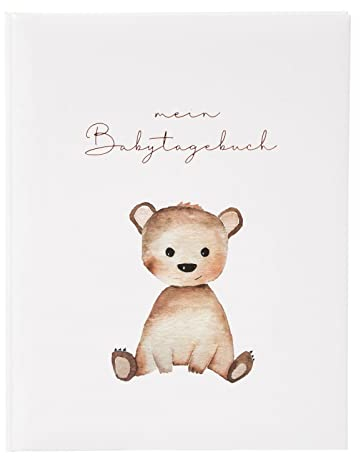 goldbuch 11 458 Babytagebuch Teddybär Baby Album 44 illustrierte Seiten, Tagebuch, Babyalbum für Mädchen und Jungen, Einband Kunstdruck mit Roségold, Fotobuch Beige, Babybuch 21 x 28 x 1 cm