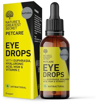 Natures Greatest Secret Antibacterial Eye Drops for Pets, Soothes, Protects & Hydrates with Colloidal Silver, Euphrasia, Hyaluronic Acid, MSM & Vitamin C | 30ml - All Natural