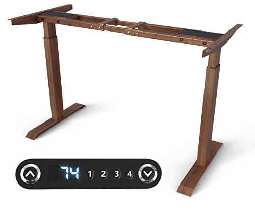 VESKA Höhenverstellbarer Schreibtischrahmen - Tischgestell - Bürotisch Rahmen mit Dual Motor Elektrisch Höhenverstellbar mit Touchscreen & Memoryfunktion Gestell (Holz-Optik)