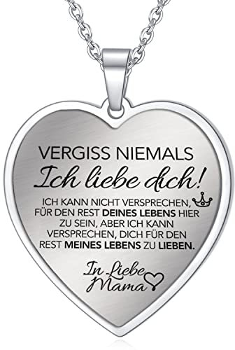 AITENME Kette Herz Halskette an Meine Tochter von Mama-Vergiss niemals, Ich liebe Dich,Damen Mädchen Mutter Tochter Kette Herz Anhänger Geschenke für Meine Tochter Silber
