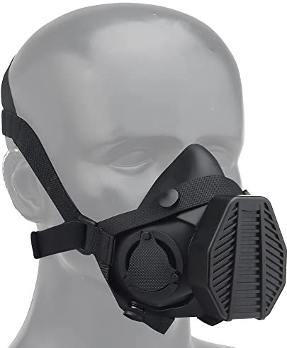 OAREA Masque respirateur Tactique Masque à moitié Masque à gaz Remplaçable for la Chasse Militaire Paintball Airsoft CS Équipement de Jeu (Color : MA-119-BK)