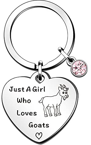 QMVMV Lustiger Ziegen-Schlüsselanhänger Geschenke Tierliebhaber Geschenk Just A Girl Who Loves Ziegenliebhaber Geschenk für Frauen Mädchen, die Ziegen lieben Schlüsselanhänger, Einheitsgröße, 1
