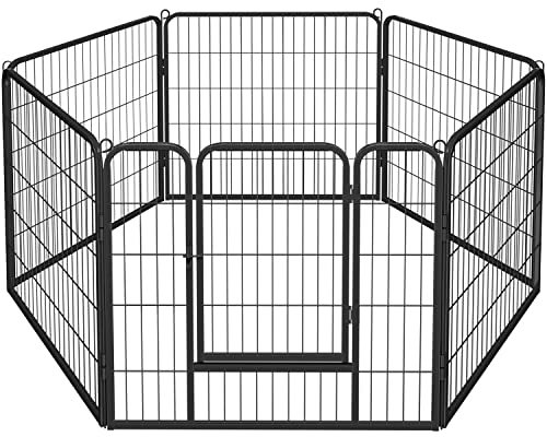 Abician Parc pour Chien 6 Panneaux Enclos pour Chiens Chiots Lapins Cage Chien Clôture en Métal Chenil pour Chien en Métal 80x80cm Noir