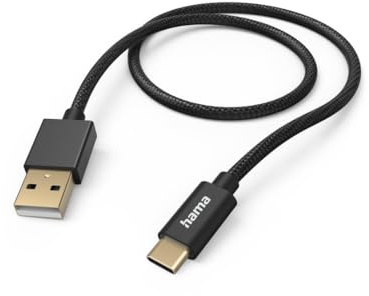 Hama Ladekabel Fabric, USB-A - USB-C, 1,5 m, Nylon, Schwarz | Handykabel schwarz, USB Kabel Typ A Typ C, strapazierfähig, mit Knickschutz, flexibel, vergoldete Stecker, maximal kompatibel