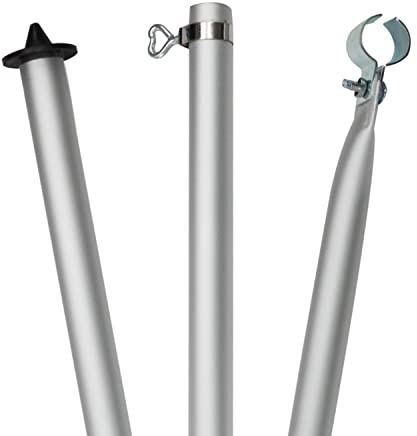 3 STÜCK - Aluminium Zeltstange - mit Fuß und Klemme - teleskopierbar 210-290cm - Ø28-25mm - 3 Teile leicht stabil Ersatz Gestänge für Zelt Vorzelt Camping Teleskopstange Aufstellstange Sturmstange