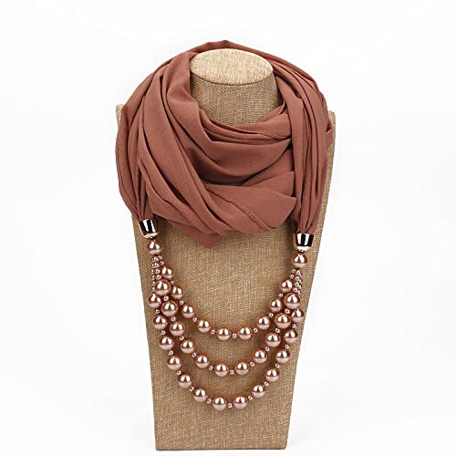 Bysonglezai Schals Damen Tücher Halstuch Scarf Chiffon Schmuck Statement Halskette Perle Anhänger Schal Frauen Halstuch Femme Zubehör