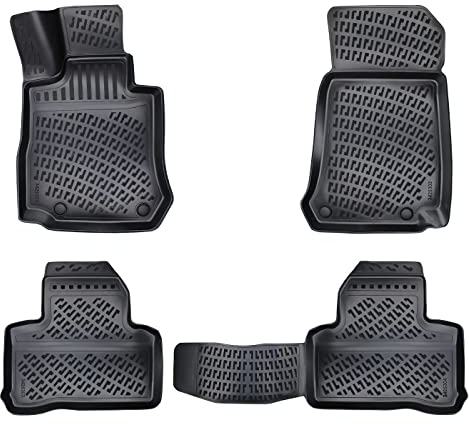 Rizline Passgenau 3D Fussmatten Auto Kompatibel mit Mercedes GLC X253 ab 2015 Auto Zubehör 1. und 2. Reihe Gummimatten Autos TPE Allwetter Geruchlos rutschfest Vorne & Hinten Schwarz
