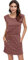 DOTIN Damen Sommerkleid Kurzarm Strandkleid Freizeitkleid Waves Tshirt Minikleid Jersey Kleid, Weinrot, L