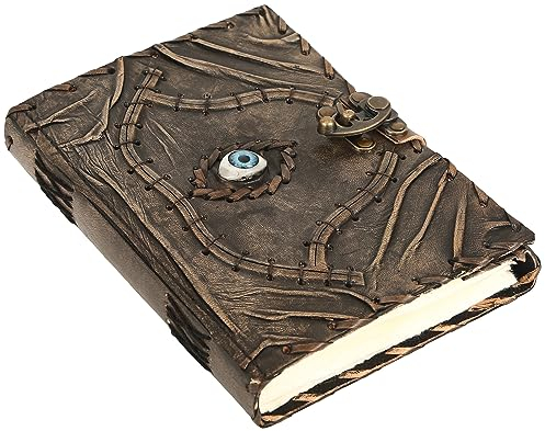 18 cm abwehren großes Buch zum Schutz vor bösen Blicken, Hocus Pocus, Buch der Zaubersprüche, Schatten, Vintage-Ledertagebuch für Männer und Frauen, unliniertes Notizbuch mit Büttenrandseiten, Grau