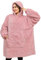 CMTOP Sweat à Capuche Femme Homme Couverture, Plaid Polaire à Manche Chaud Pull Hiver Plaid, Peignoir Longue Sweatshirt Doux Pullover Hoodie à Capuche avec Grande Poche Rose